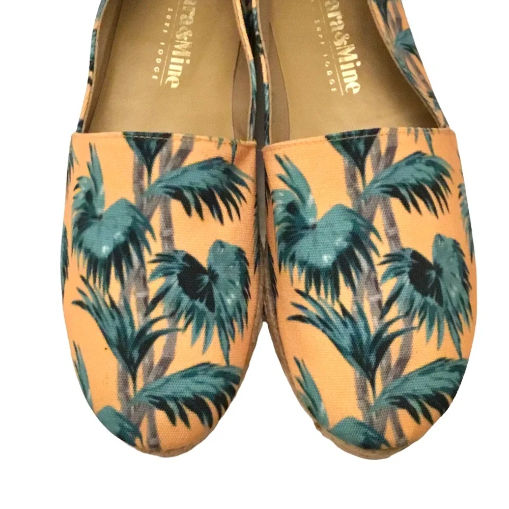 Mara & Mine Palm Print Espadrille Flats Canvas Slip-On Shoes Sz: EU 40/US 9.5-10